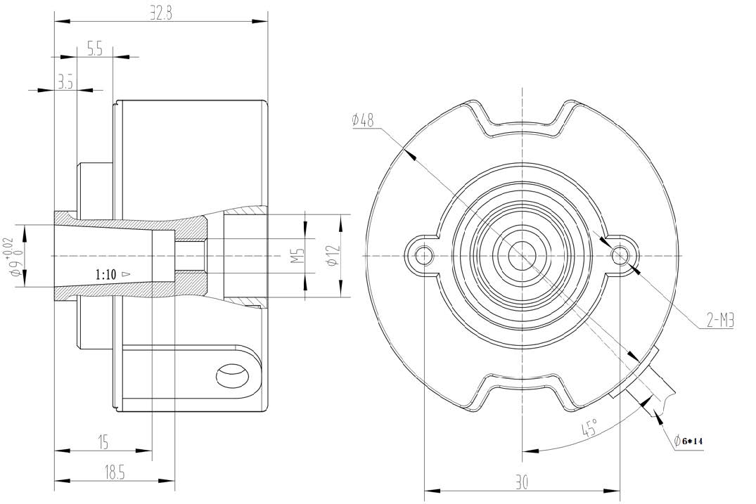 UVW 감압이 가능한 UZ4809 HS 48mm 중공축 증분형 인코더